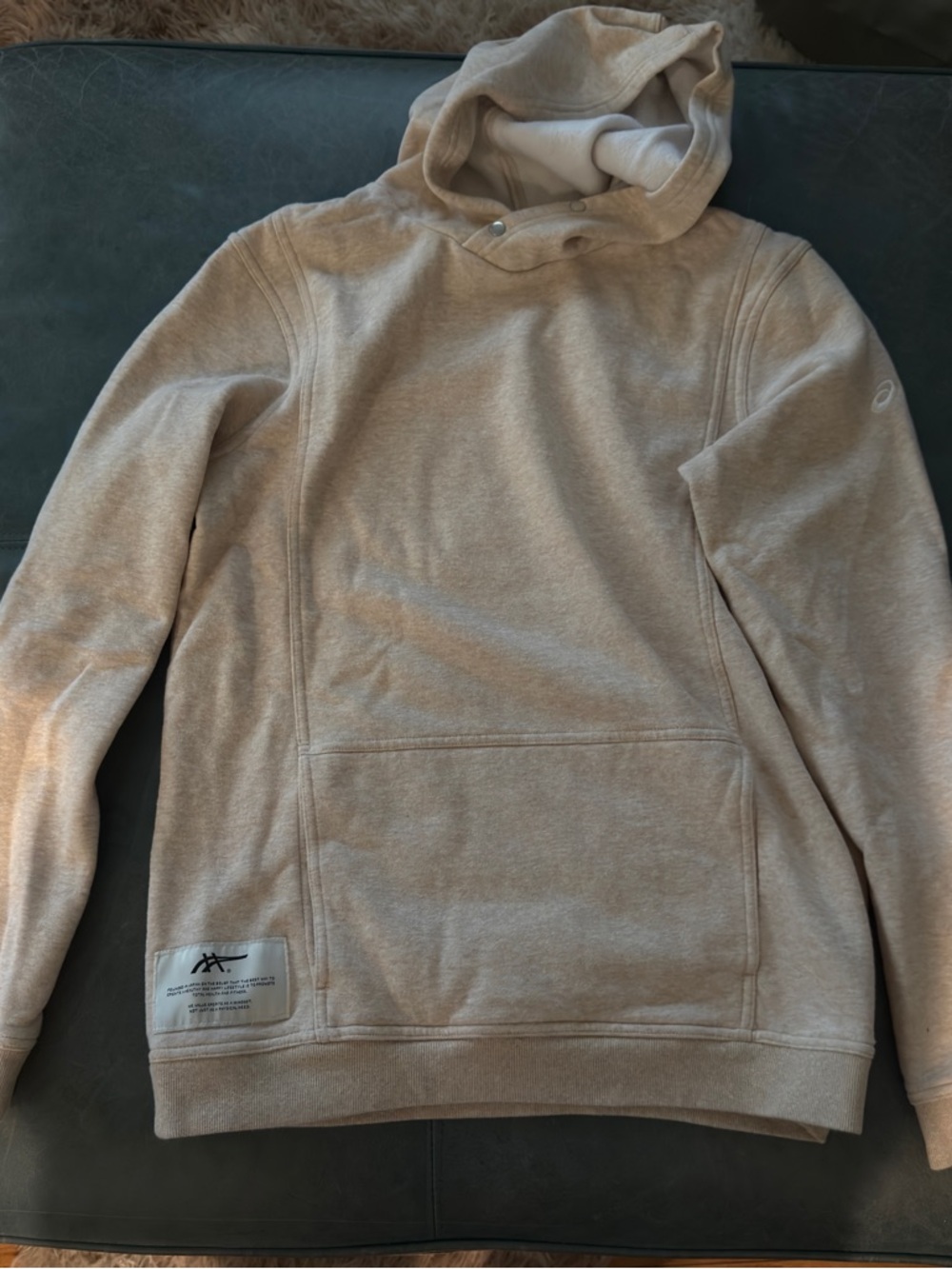 ASICS Neutral Beige Hooded Hoodie Pullover Sweatshirt